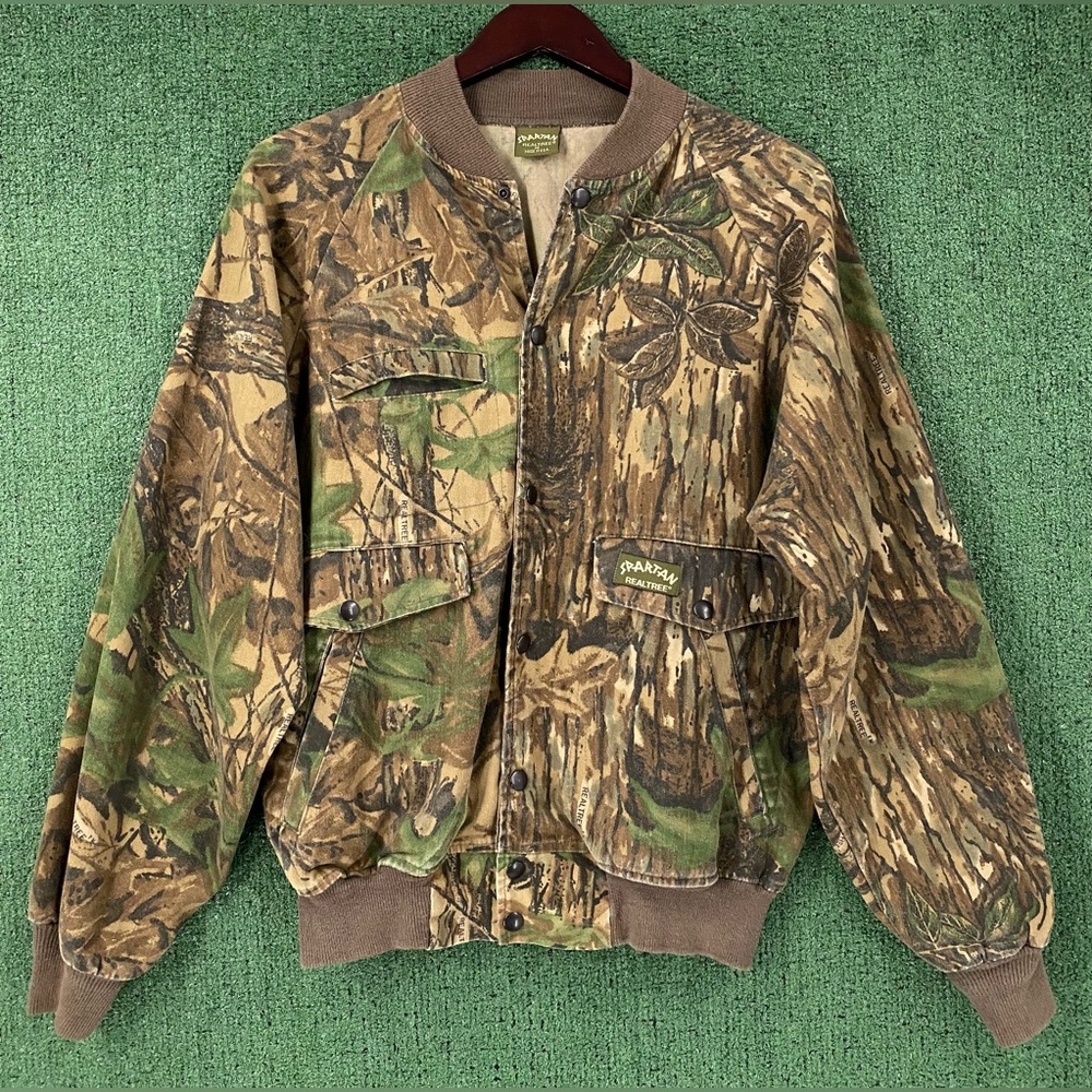 Vintage 90’s Spartan Realtree Tree Bark Leaf Bomber Jacket Mens Medium USA Made